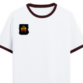 Ringer T-shirt | Unisex | DTG Print | Contrast Trim | Men's, Women's | Personalized | DTG | Bold Typography | Affirmations | Daily Inspiration | Everyday | Encouraging | Make Today Great - right pocket - Maroon off white - mockup 4