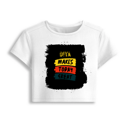 Female Baby Tee | Cropped Fit, Gen Z | 95% Cotton 5% Spandex, DTG | Stretchable, Breathable, Pre-Shrunk | Women | Personalized | DTG | Bold Typography | Affirmations | Daily Inspiration | Everyday | Encouraging | Make Today Great - front - White - mockup 1