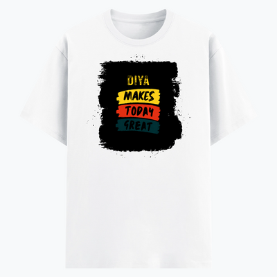 Cotton Stretch T-Shirt (Dtg) | T-Shirts | Him, Her, Unisex | Personalized | DTG | Bold Typography | Affirmations | Daily Inspiration | Everyday | Encouraging | Make Today Great - front - White - mockup 1