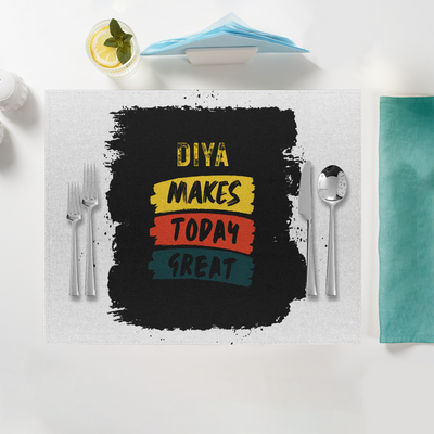 Placemat | Home & Event Dining | 100% Polyester | Durable, Fade-Proof, Soft | Unisex | Personalized | Bold Typography | Affirmations | Daily Inspiration | Everyday | Encouraging | Make Today Great - front - White - mockup 1