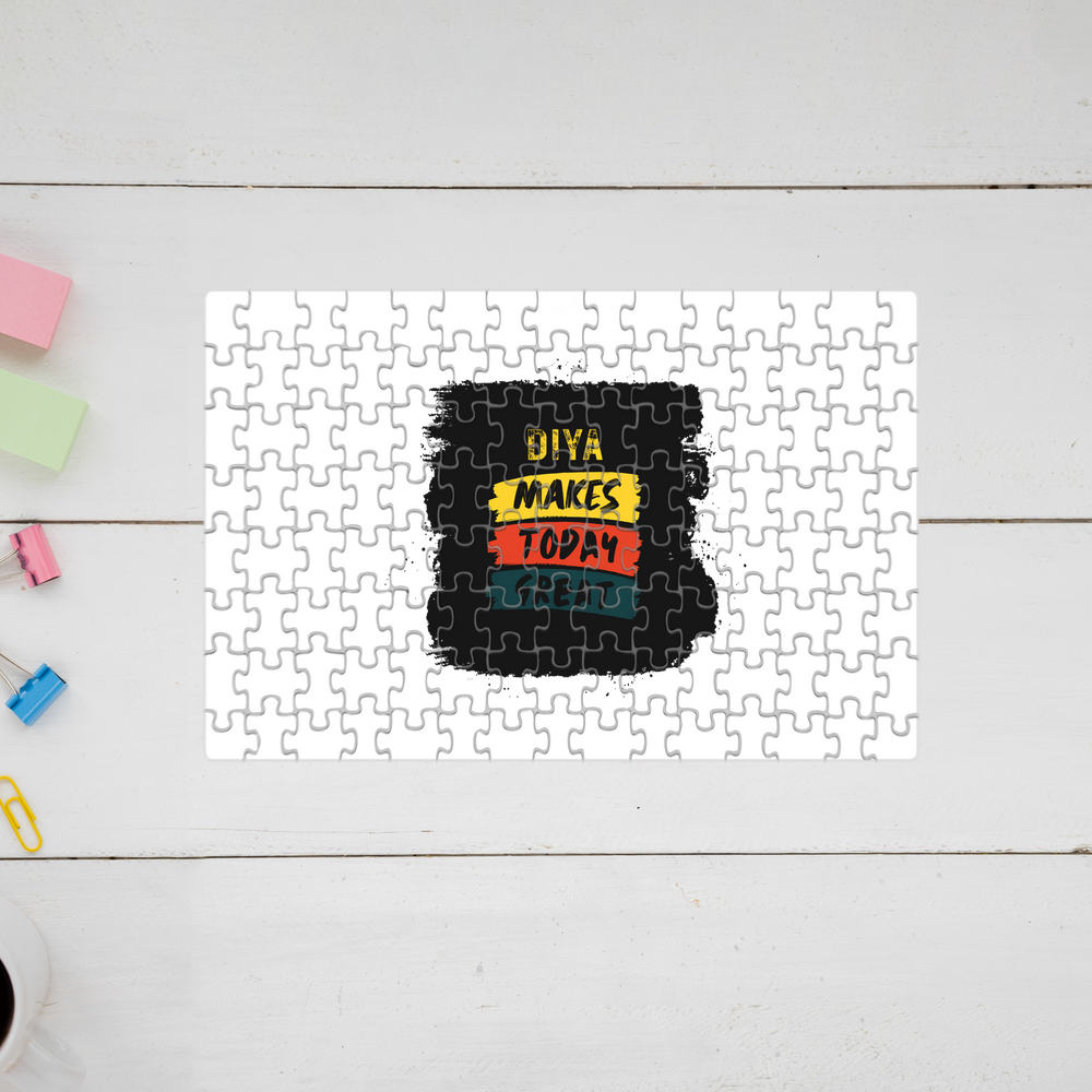 Jigsaw Puzzle | 120 Pieces A4 Size | Recycled Paper Semi-Gloss Finish | Engaging Entertainment Brain Booster | Unisex All Ages | Personalized | Bold Typography | Affirmations | Daily Inspiration | Everyday | Encouraging | Make Today Great - front - mockup 1