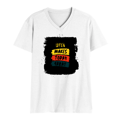 Men's V-Neck T-Shirt | Regular Fit | 180 GSM Bio-Washed Cotton | DTG Print | Durable | Personalized | DTG | Bold Typography | Affirmations | Daily Inspiration | Everyday | Encouraging | Make Today Great - front - White - mockup 1