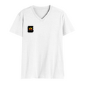 Men's V-Neck T-Shirt | Regular Fit | 180 GSM Bio-Washed Cotton | DTG Print | Durable | Personalized | DTG | Bold Typography | Affirmations | Daily Inspiration | Everyday | Encouraging | Make Today Great - right pocket - White - mockup 4