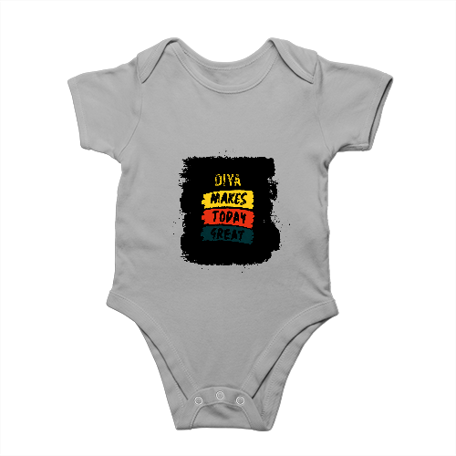 Baby Romper | 0-12 Months Regular Fit | 180 GSM Bio-Washed Cotton Blend | Double Stitched, Pre-Shrunk | Unisex | Personalized | DTF | Bold Typography | Affirmations | Daily Inspiration | Everyday | Encouraging | Make Today Great - front - Grey Melange - mockup 1