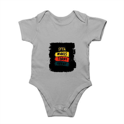 Baby Romper | 0-12 Months Regular Fit | 180 GSM Bio-Washed Cotton Blend | Double Stitched, Pre-Shrunk | Unisex | Personalized | DTF | Bold Typography | Affirmations | Daily Inspiration | Everyday | Encouraging | Make Today Great - front - Grey Melange - mockup 1
