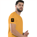 Men's Classic Crew T-Shirt | Regular Fit | 180 GSM Bio-Washed Cotton | DTF Print Ready | Pre-Shrunk, Durable | Personalized | DTF | Bold Typography | Affirmations | Daily Inspiration | Everyday | Encouraging | Make Today Great - right sleeve - Golden Yellow - mockup 6