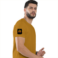Men's Classic Crew T-Shirt | Regular Fit | 180 GSM Bio-Washed Cotton | DTF Print Ready | Pre-Shrunk, Durable | Personalized | DTF | Bold Typography | Affirmations | Daily Inspiration | Everyday | Encouraging | Make Today Great - right sleeve - Mustard Yellow - mockup 6