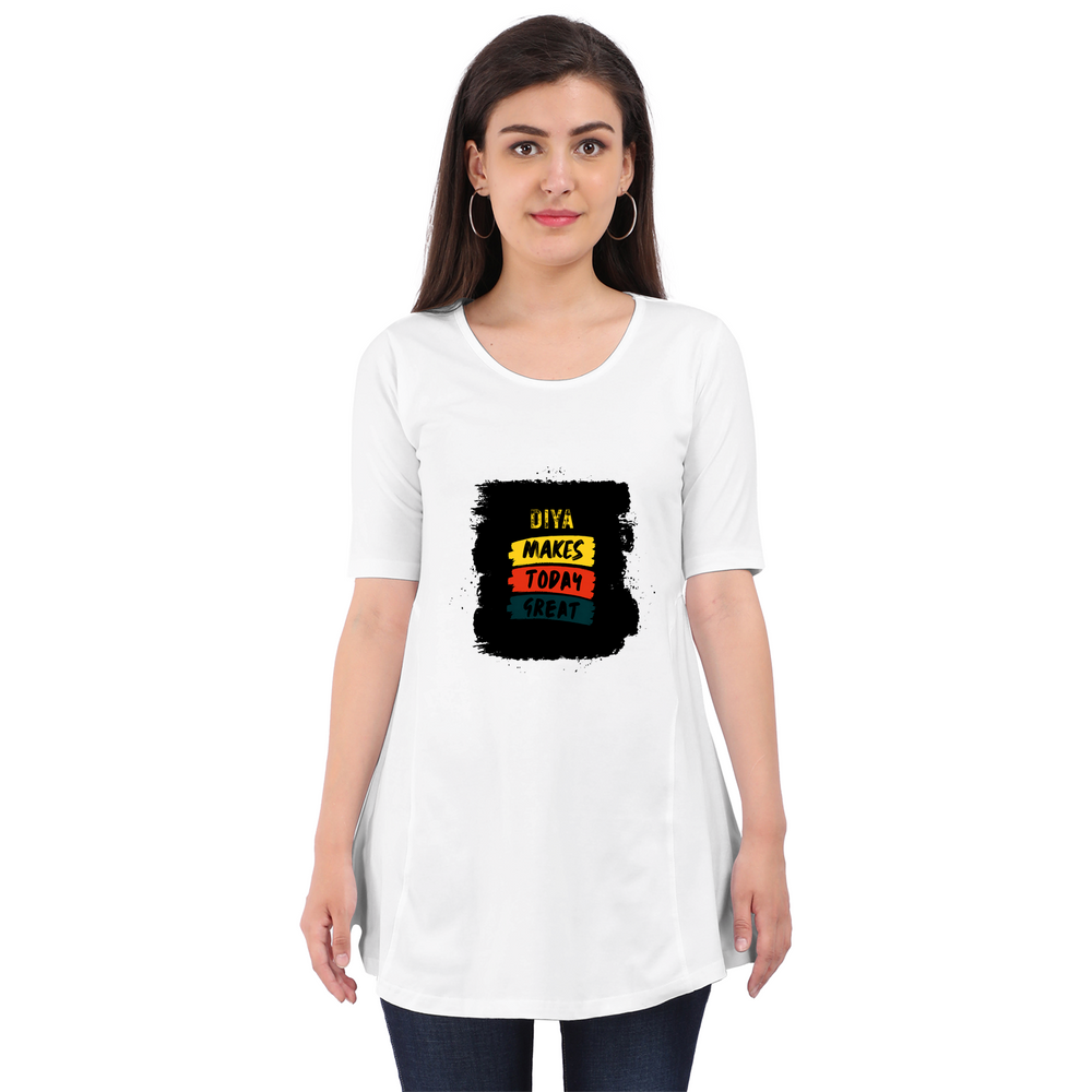 Female Maternity Dress | Regular Fit | DTG Print | Comfortable & Expressive | Unisex | Personalized | DTG | Bold Typography | Affirmations | Daily Inspiration | Everyday | Encouraging | Make Today Great - front - White - mockup 1