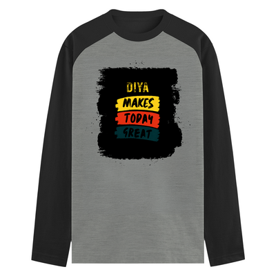 Male Raglan T-Shirt | Regular Fit Men's | 180 GSM Bio-Washed Cotton | DTF Print | Double Stitched Seams | Personalized | DTF | Bold Typography | Affirmations | Daily Inspiration | Everyday | Encouraging | Make Today Great - front - mockup 1