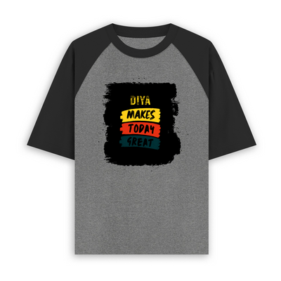 Unisex Oversized Raglan (Dtg) | Personalized | DTG | Bold Typography | Affirmations | Daily Inspiration | Everyday | Encouraging | Make Today Great - front - mockup 1