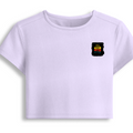 Female Baby Tee | Cropped Fitted | Cotton Spandex Blend | Pre-shrunk Stretch | Women's | Personalized | DTF | Bold Typography | Affirmations | Daily Inspiration | Everyday | Encouraging | Make Today Great - left pocket - Lavender - mockup 3