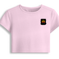 Female Baby Tee | Cropped Fitted | Cotton Spandex Blend | Pre-shrunk Stretch | Women's | Personalized | DTF | Bold Typography | Affirmations | Daily Inspiration | Everyday | Encouraging | Make Today Great - left pocket - Light Baby Pink - mockup 3