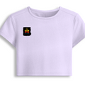 Female Baby Tee | Cropped Fitted | Cotton Spandex Blend | Pre-shrunk Stretch | Women's | Personalized | DTF | Bold Typography | Affirmations | Daily Inspiration | Everyday | Encouraging | Make Today Great - right pocket - Lavender - mockup 4