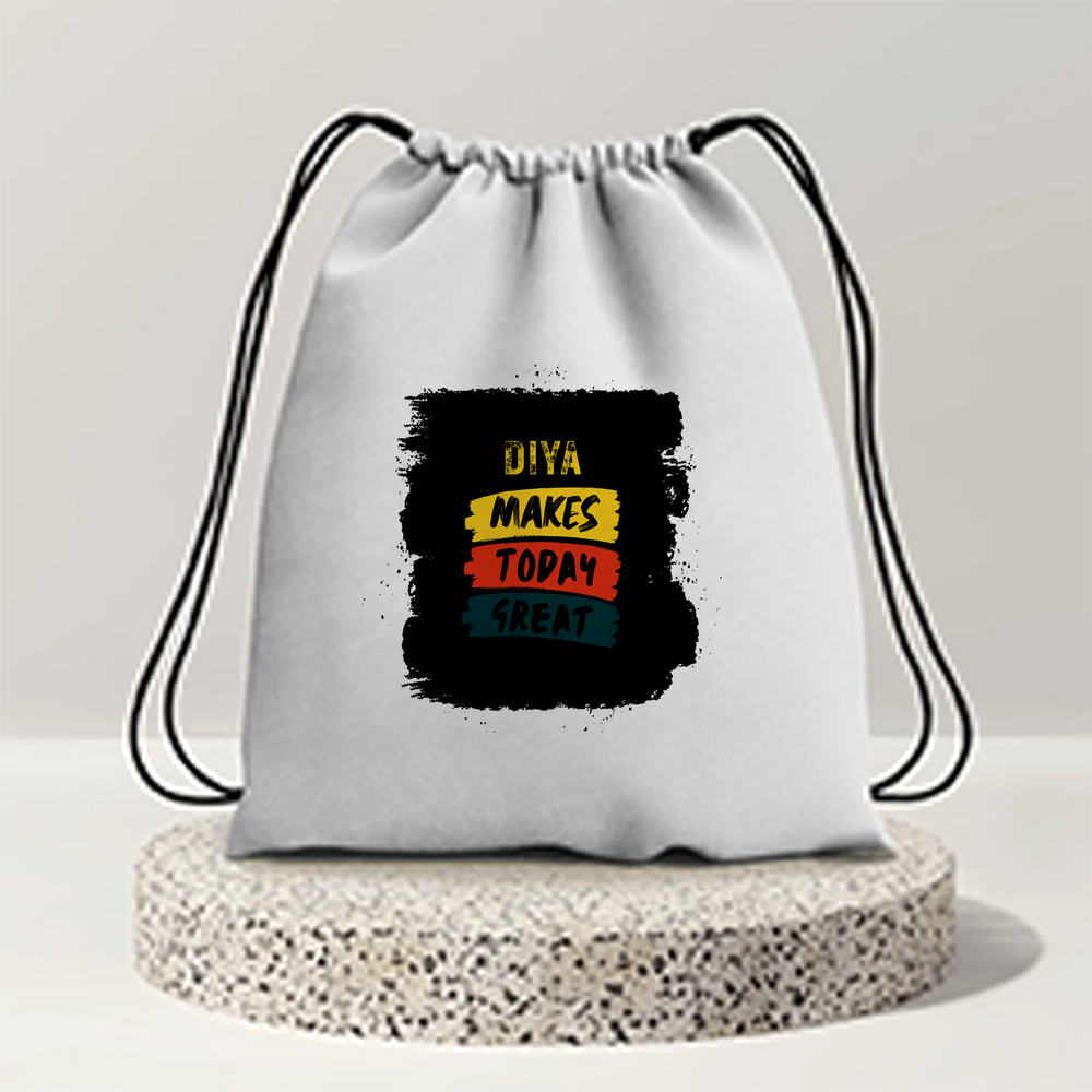 Drawstring Bag | Unisex | 280 GSM Cotton DTF | Durable, Secure Closure, Versatile | Everyday Carry | Personalized | DTF | Bold Typography | Affirmations | Daily Inspiration | Everyday | Encouraging | Make Today Great - front - mockup 1