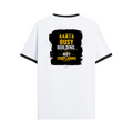 Ringer T-shirt | Unisex | DTG Print | Contrast Trim | Men's, Women's | Personalized | DTG | Typographic | Work Ethic | Success | Everyday | Motivational | Busy Building, Not Complaining - back - Black White - mockup 2