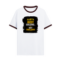 Ringer T-shirt | Unisex Regular Fit | 100% Cotton DTF/DTG | Contrast Rib Neck Bio Washed Pre-Shrunk | Adults | Personalized | DTF | Typographic | Work Ethic | Success | Everyday | Motivational | Busy Building, Not Complaining - front - Maroon off white - mockup 1