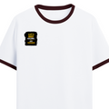 Ringer T-shirt | Unisex Regular Fit | 100% Cotton DTF/DTG | Contrast Rib Neck Bio Washed Pre-Shrunk | Adults | Personalized | DTF | Typographic | Work Ethic | Success | Everyday | Motivational | Busy Building, Not Complaining - right pocket - Maroon off white - mockup 4