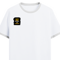 Ringer T-shirt | Unisex Regular Fit | 100% Cotton DTF/DTG | Contrast Rib Neck Bio Washed Pre-Shrunk | Adults | Personalized | DTF | Typographic | Work Ethic | Success | Everyday | Motivational | Busy Building, Not Complaining - right pocket - White Black - mockup 4