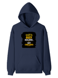 Pullover Hoodie | Unisex Regular Fit | Tri-Layer Cotton Blend | DTG Print Ready | Adults | Personalized | DTG | Typographic | Work Ethic | Success | Everyday | Motivational | Busy Building, Not Complaining - front - Navy Blue - mockup 1