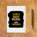 Sketchbook | A5 Spiral Bound | Digital Print Cover | 140 GSM Paper | Unisex | Personalized | Typographic | Work Ethic | Success | Everyday | Motivational | Busy Building, Not Complaining - back - White - mockup 2