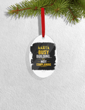 Christmas Ornaments | 3x3-inch | Acrylic UV Printed | Lightweight, Waterproof, Fade-Proof, Satin Ribbon | Unisex Adult | Personalized | Typographic | Work Ethic | Success | Everyday | Motivational | Busy Building, Not Complaining - front_Oval - Oval - mockup 4