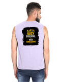 Men's Sleeveless T-Shirt | Regular Fit | 180 GSM Bio-Washed Cotton DTG | Pre-Shrunk, Double Stitched | For Gym & Casual Wear | Personalized | DTG | Typographic | Work Ethic | Success | Everyday | Motivational | Busy Building, Not Complaining - back - Lavender - mockup 2