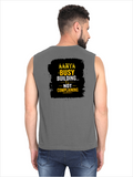 Men's Sleeveless T-Shirt | Regular Fit | 180 GSM Bio-Washed Cotton | Pre-Shrunk, Double Stitched | Men | Personalized | DTF | Typographic | Work Ethic | Success | Everyday | Motivational | Busy Building, Not Complaining - back - Charcoal Melange - mockup 2