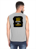 Men's Sleeveless T-Shirt | Regular Fit | 180 GSM Bio-Washed Cotton | Pre-Shrunk, Double Stitched | Men | Personalized | DTF | Typographic | Work Ethic | Success | Everyday | Motivational | Busy Building, Not Complaining - back - Grey Melange - mockup 2
