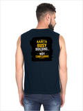 Men's Sleeveless T-Shirt | Regular Fit | 180 GSM Bio-Washed Cotton | Pre-Shrunk, Double Stitched | Men | Personalized | DTF | Typographic | Work Ethic | Success | Everyday | Motivational | Busy Building, Not Complaining - back - Navy Blue - mockup 2