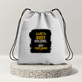 Drawstring Bag | Unisex | 280 GSM Cotton | Sturdy Drawstrings, Heavy-Duty | Printing, Embroidery | Personalized | DTG | Embroidery | Typographic | Work Ethic | Success | Everyday | Motivational | Busy Building, Not Complaining - front - mockup 1