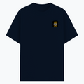 Basic T-Shirt | Unisex Fit, Sizes XS-2XL | 180 GSM Poly-Cotton Blend, DTF Ready | Bio-Wash, Silicon Finish, Durable Stitching | Adults | Personalized | DTF | Typographic | Work Ethic | Success | Everyday | Motivational | Busy Building, Not Complaining - left pocket - Navy melange - mockup 3