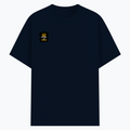 Basic T-Shirt | Unisex Fit, Sizes XS-2XL | 180 GSM Poly-Cotton Blend, DTF Ready | Bio-Wash, Silicon Finish, Durable Stitching | Adults | Personalized | DTF | Typographic | Work Ethic | Success | Everyday | Motivational | Busy Building, Not Complaining - right pocket - Navy melange - mockup 4
