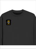 Oversized Sweatshirt | Roomy Relaxed Fit | 400 GSM Cotton Blend | Pre-Shrunk Drop Shoulder | Unisex Adult | Personalized | DTF | Typographic | Work Ethic | Success | Everyday | Motivational | Busy Building, Not Complaining - right pocket - Black - mockup 4