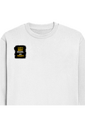 Oversized Sweatshirt | Roomy Relaxed Fit | 400 GSM Cotton Blend | Pre-Shrunk Drop Shoulder | Unisex Adult | Personalized | DTF | Typographic | Work Ethic | Success | Everyday | Motivational | Busy Building, Not Complaining - right pocket - White - mockup 4