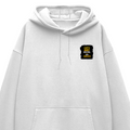 Oversized Hoodie | Relaxed Fit, Drop-Shoulder | 400 GSM Fabric | Warm, Durable | Unisex | Personalized | DTF | Typographic | Work Ethic | Success | Everyday | Motivational | Busy Building, Not Complaining - left pocket - White - mockup 3