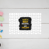 Jigsaw Puzzle | 120 Pieces A4 Size | Recycled Paper Semi-Gloss Finish | Engaging Entertainment Brain Booster | Unisex All Ages | Personalized | Typographic | Work Ethic | Success | Everyday | Motivational | Busy Building, Not Complaining