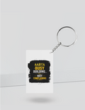 Keychain | Rectangle, Square, Slim Options | Acrylic UV Printed | Fade-Proof, Glossy Finish | Unisex | Personalized | Typographic | Work Ethic | Success | Everyday | Motivational | Busy Building, Not Complaining - back_Rectangle - White - mockup 4
