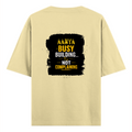Oversized Standard T-Shirt | Unisex Relaxed Fit | 100% Super Combed Cotton DTG | Soft, Breathable & Durable | Adult | Personalized | DTG | Typographic | Work Ethic | Success | Everyday | Motivational | Busy Building, Not Complaining - back - Beige - mockup 2