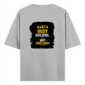 Oversized Standard T-Shirt | Unisex Relaxed Fit | 100% Super Combed Cotton DTG | Soft, Breathable & Durable | Adult | Personalized | DTG | Typographic | Work Ethic | Success | Everyday | Motivational | Busy Building, Not Complaining - back - Grey Melange - mockup 2