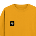Oversized Classic T-Shirt | Unisex Oversized Fit | 100% Super-Combed Cotton | Pre-Shrunk & Ribbed Neck | Adults | Personalized | DTG | Typographic | Work Ethic | Success | Everyday | Motivational | Busy Building, Not Complaining - left pocket - Golden Yellow - mockup 3