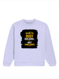 Oversized Sweatshirt | Roomy Relaxed Fit | 400 GSM Cotton Blend | Pre-Shrunk Drop Shoulder | Unisex Adult | Personalized | DTG | Typographic | Work Ethic | Success | Everyday | Motivational | Busy Building, Not Complaining - front - Lavender - mockup 1