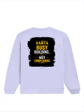 Oversized Sweatshirt | Roomy Relaxed Fit | 400 GSM Cotton Blend | Pre-Shrunk Drop Shoulder | Unisex Adult | Personalized | DTG | Typographic | Work Ethic | Success | Everyday | Motivational | Busy Building, Not Complaining - back - Lavender - mockup 2
