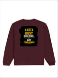 Oversized Sweatshirt | Roomy Relaxed Fit | 400 GSM Cotton Blend | Pre-Shrunk Drop Shoulder | Unisex Adult | Personalized | DTG | Typographic | Work Ethic | Success | Everyday | Motivational | Busy Building, Not Complaining - back - Maroon - mockup 2