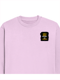 Oversized Sweatshirt | Roomy Relaxed Fit | 400 GSM Cotton Blend | Pre-Shrunk Drop Shoulder | Unisex Adult | Personalized | DTG | Typographic | Work Ethic | Success | Everyday | Motivational | Busy Building, Not Complaining - left pocket - Light Baby Pink - mockup 3