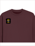 Oversized Sweatshirt | Roomy Relaxed Fit | 400 GSM Cotton Blend | Pre-Shrunk Drop Shoulder | Unisex Adult | Personalized | DTG | Typographic | Work Ethic | Success | Everyday | Motivational | Busy Building, Not Complaining - right pocket - Maroon - mockup 4