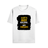 Male Standard Crew T-Shirt | Regular Fit | 100% Cotton DTF Print | Soft, Durable | Men | Personalized | DTF | Typographic | Work Ethic | Success | Everyday | Motivational | Busy Building, Not Complaining