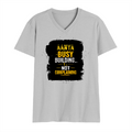 Men's V-Neck T-Shirt | Regular Fit | 180 GSM Bio-Washed Cotton | DTG Print | Durable | Personalized | DTG | Typographic | Work Ethic | Success | Everyday | Motivational | Busy Building, Not Complaining - front - Grey Melange - mockup 1