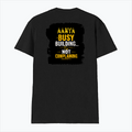 Men's V-Neck T-Shirt | Regular Fit | 180 GSM Bio-Washed Cotton | DTG Print | Durable | Personalized | DTG | Typographic | Work Ethic | Success | Everyday | Motivational | Busy Building, Not Complaining - back - Black - mockup 2