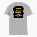 Men's V-Neck T-Shirt | Regular Fit | 180 GSM Bio-Washed Cotton | DTG Print | Durable | Personalized | DTG | Typographic | Work Ethic | Success | Everyday | Motivational | Busy Building, Not Complaining - back - Grey Melange - mockup 2