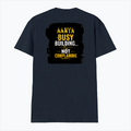 Men's V-Neck T-Shirt | Regular Fit | 180 GSM Bio-Washed Cotton | DTG Print | Durable | Personalized | DTG | Typographic | Work Ethic | Success | Everyday | Motivational | Busy Building, Not Complaining - back - Navy Blue - mockup 2
